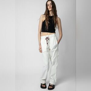 Zadig & Voltaire Plumy Pants Women's white cotton pants with drawstring Size 34